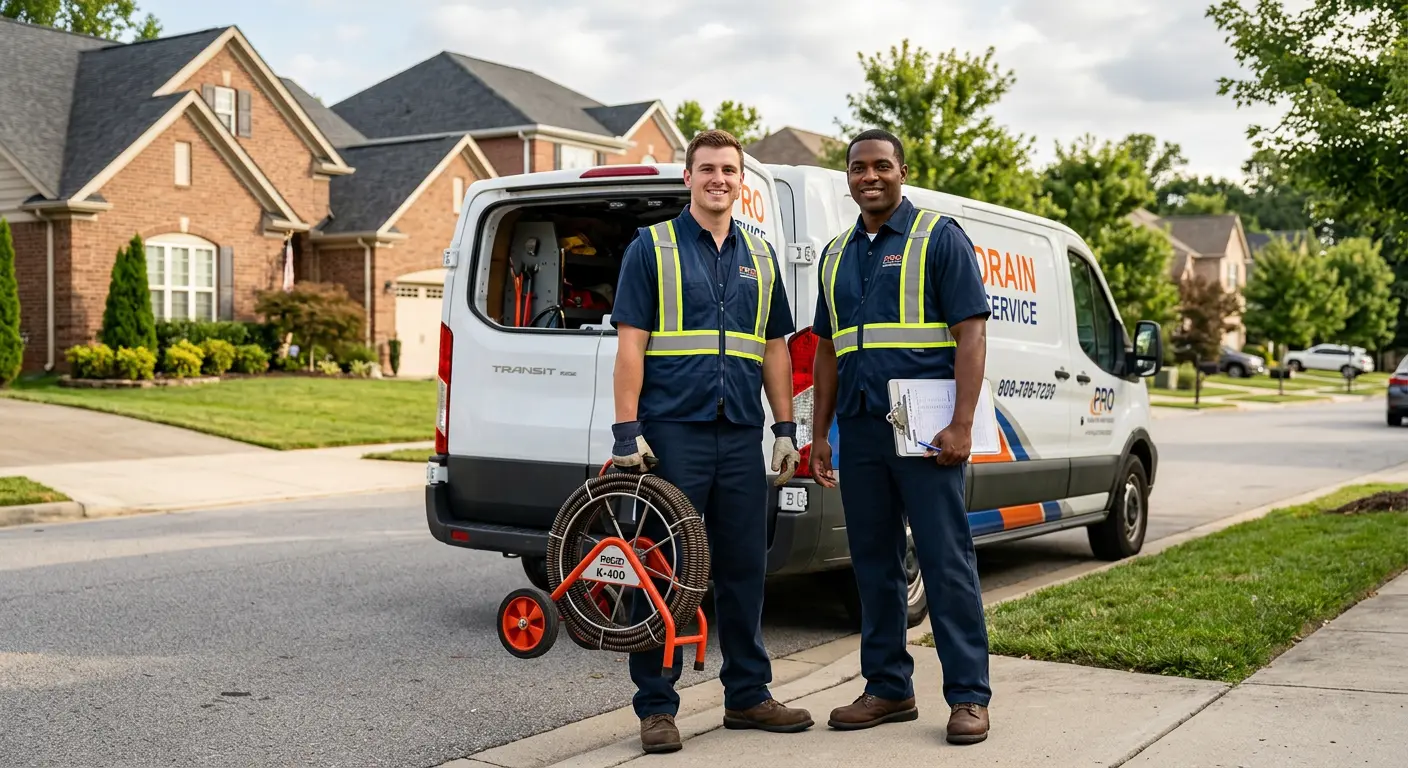 Sewer and drain service team with equipment ready for work in McPherson
